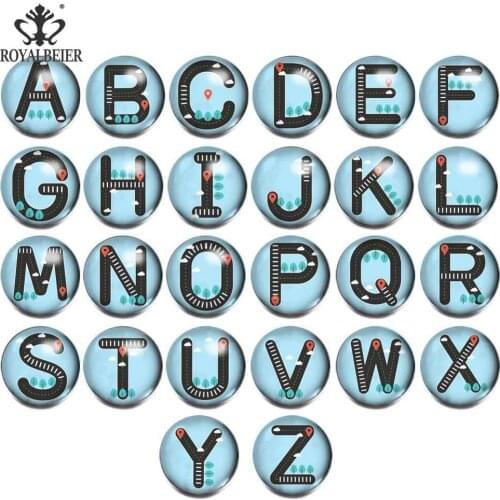 Wholesale High Quality A-Z Letters Alphabet Snap Jewelry 18mm Glass Snap Button Fit Snap Bracelet Mixed