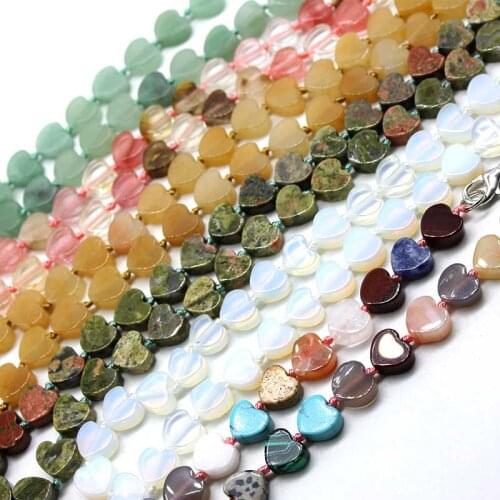 Wholesale Natural Semi-precious Stones Multi-color Hearts Shape Crystal Ladies Necklace Beads String Exquisite Small Gifts