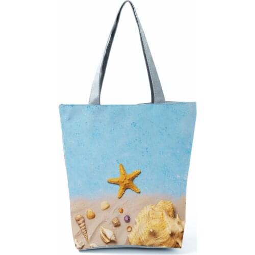 Beach Starfish Printed Shoulder Bags All-Match Pretty Handbags Fashion Womens Bag High Capacity Shopping Bag Eco Friendly Tote