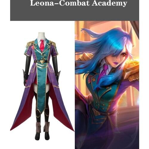 Hot Game LOL Leona Combat Academy Cosplay Costume For Game Cosplay Party Costume Custom Made Halloween Party Performance Props