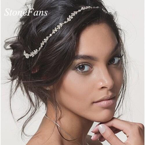 Stonefans Rhinestone Crystal Bridal Head Chain Bridal Hair Accessories Zircon Headband Wedding Women Handmade Tiara Head Jewelry