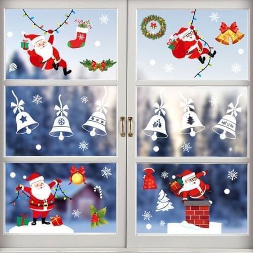 2021 Merry Christmas Wall Stickers Christmas Decorations For home Wall Glass Stickers New Year Home Decals Decoration Murals