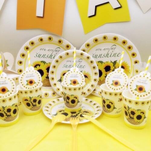 "You Are My Sunshine" Sunflowers Disposable Tableware Sets Party Decoration Supplies