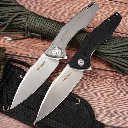 HWZBBEN Folding knife D2 G10 Titanium Alloy Hunting Knife EDC Pocket Knives Outdoor Camping Tactical Self Defense Multi-tool