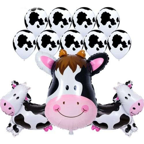 12pcs/set Cow Tiger Zebra Lion Head Birthday Balloons Animal Theme Party Animals Decor 12inch Latex Helium Kid Toys Supplies