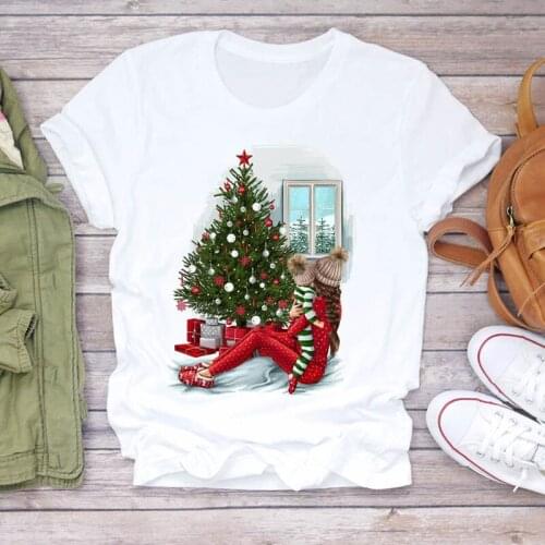 Women Cartoon Holiday Mom Life Mama Tree 90s Merry Christmas Print Lady T-shirts Top T Shirt Ladies Graphic Female Tee T-Shirt