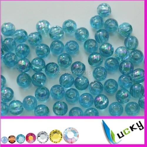 1kg 4mm aquamarine ab color Round Acrylic beads colorful ab effect transparent Beads with two holes for Chunky Necklace