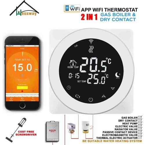 2 in 1 Gas Boiler & Underfloor Warm System THERMOSTAT WIFI Temperature controller for dry contact & radiator