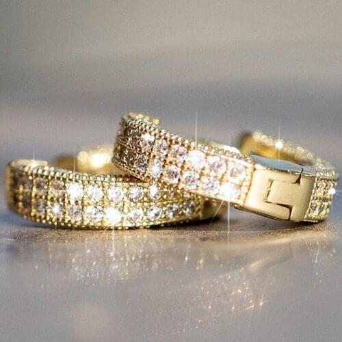 2021 Rhinestone Statement Earring Geometric Big Round Stud Earrings For Women Crystal Luxury Wedding Gift Brincos