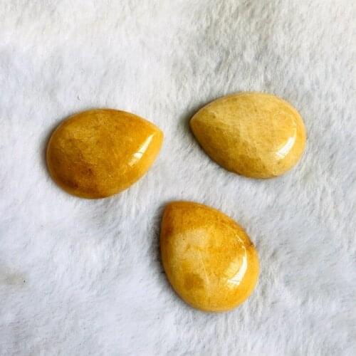 3pcs/lot Natural Yellow Jades Stone Bead Cabochon Pendant 30x40mm Pear Drop Gem Stone Ring Face Cabochon for Jewelry