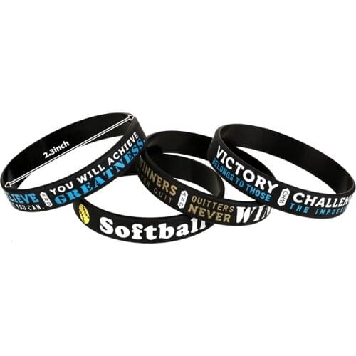 300pcs Softball Motivational Inspirational Silicone Bracelets Rubber Wristbands Free Shipping by DHL