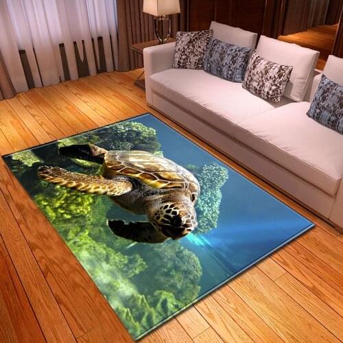 3D Sea Turtle Living Room Area Rug Home Decor Bedroom Rug Flannel Sofa Sofa Floormat Dining Room Mats Parlor Carpet