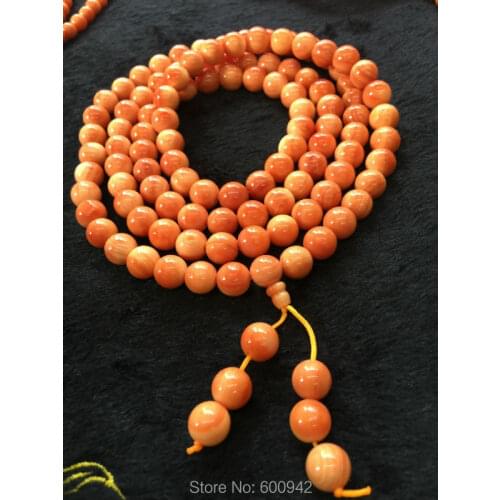 8mm Nature Sea conch Tridacninae (Giant Clam tridacna) Meditation Prayer Mala bead Bangle Necklace apotropaion