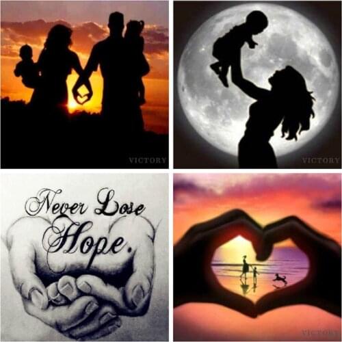 New Diy Diamond Painting Family Diamond Embroidery Cross Stitch Hand In Hand Sunset Picture of Rhinestones Mosaic Decor for Home