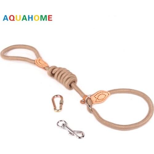 Large pet traction rope Dog traction rope nylon round rope dog rope length 130cm plus buckle dog chain 3 colors optional