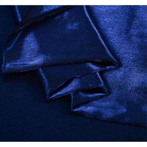 CF551 Solid Gloss Blue Tencel Cotton Linen Fabric Coloured Glaze Thick Silk Satin Fashion Womens Dress Skirts Mens Tuxedos