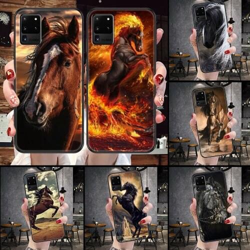 Domineering cool horse Phone case For Samsung Galaxy Note 4 8 9 10 20 S8 S9 S10 S10E S20 Plus UITRA Ultra black silicone funda