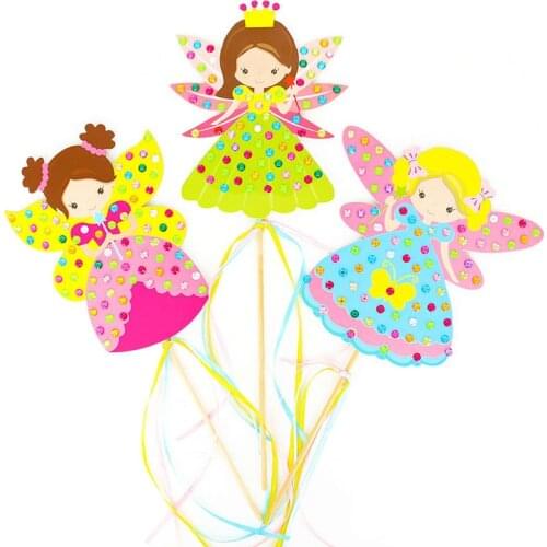Children DIY Fairy Stick Handmade Princess Magic Stick Toy Handmade Materials Package Sticker Girl Gift DIY Craft Toys 2019 NEW