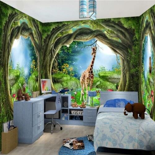 Custom mural 3D three-dimensional dream Fairy Tale Forest Tree House theme murals bedroom backdrop wallpaper