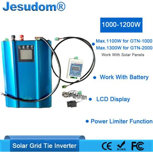 1000/1200W Solar On Grid Inverter Pure Sine DC24V 48V 72V to AC110V AC220V with Limiter Sensor Power Inverter Battery Discharge