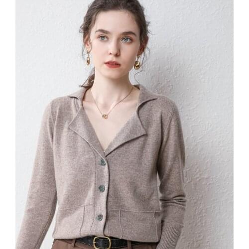 Spring And Autumn New Style Women Sweater 100% Pure Wool Knitted Cardigan Womens V-neck Cashmere Coat Korean Sweater