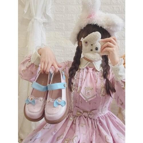Kawaii Lolita Shoes Japanese Round Head Cute Big Size 41 Womens Shoes Student Jk Uniform Anime Sweet Girls Harajuku Cosplay New