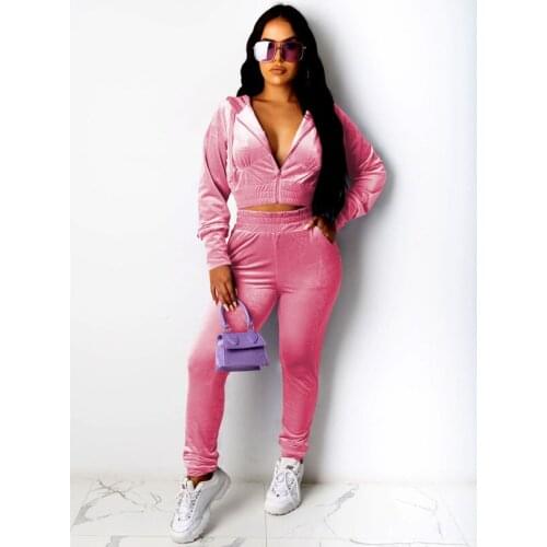 TNNAOFF Solid Korea Velvet Two Piece Tracksuits Women Set Long Sleeve Zip Hoodies Fashion Joggers Sweatpants Lounge Wear Outfits