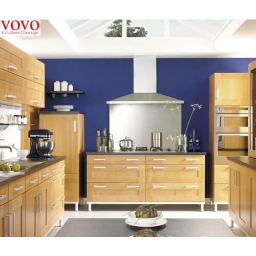 Birch wood kitchen cabinets