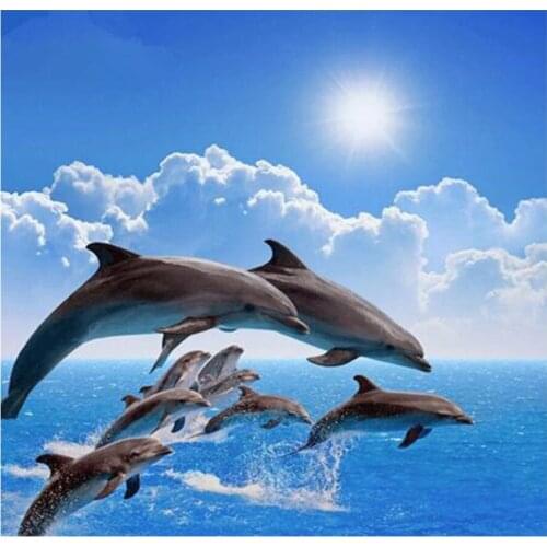 Full drill 5D DIY Diamond painting animal dolphin Embroidery Mosaic Cross Stitch Kit Rhinestone decoration Painting pattern GH72