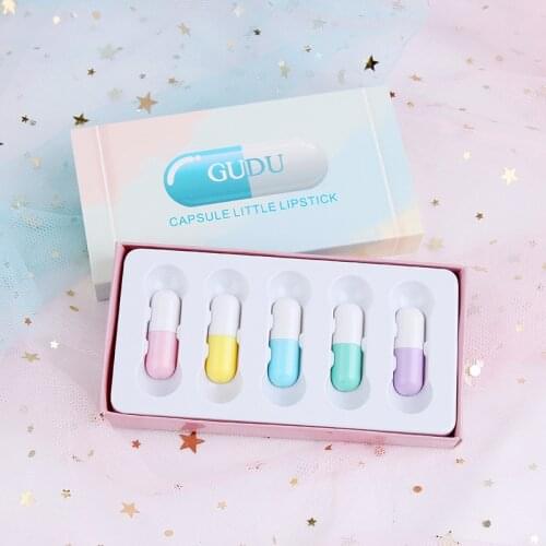 5PCS Capsule Mini Lipstick Set Gift Box Lasting Moisturizing Jelly Lipgloss Set Waterproof Non-marking Sexy Lips Makeup TSLM2