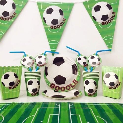 Green Football Soccer Theme Disposable Tableware Sets For Kids Boy Girls Baby Shower Holiday Birthday Party Decoration Supplies
