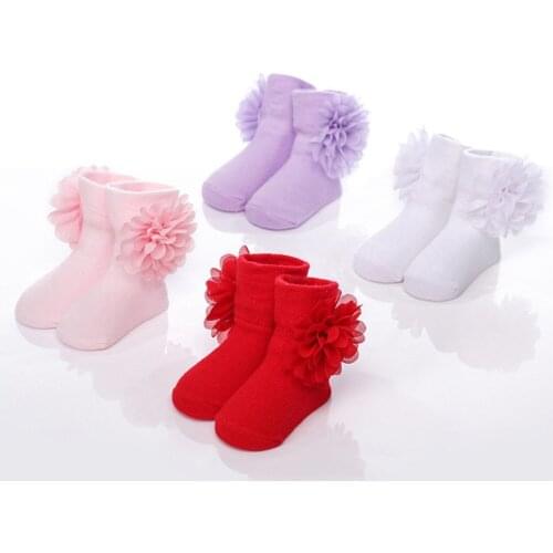 Lace Flower Baby Socks For Girls Infant Cotton Newborn sock Soft Short Socks White Pink Color Princess Cute Style sk140