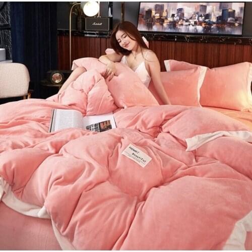 1.2/1.4/1.8/2.0m Home Quilt Cover 4pc Flannel Bed Sheet Winter Warm Autumn Hotel Bedclothes Bedding With Pillow Case Set Y139