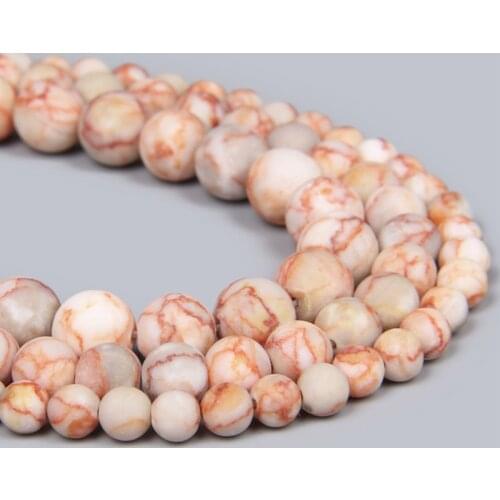 Original Mineral Matte Natural Red Picasso Jaspers Losse Stone Spacer Beads For Jewelry Making Frosted Bracelet Accessories DIY