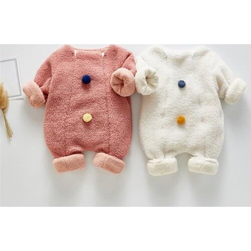 Autumn and winter childrens clothing baby one-piece cotton romper men and women baby lamb cashmere warm jacket climbing clothes