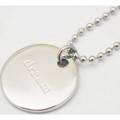316l Stainless Steel Disc Pendant Necklace Engraved Dream Hope Letter Pendant Necklace Fashion Necklace