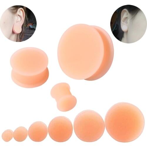 Pair Silicone Ear Gauge Flexible Soft Double Flared Saddle Ear Plugs Skin color Ear Stretchers Tunnels Expanders Body Jewelry