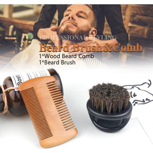 Barber Hairdressing Comb Natural Boar Bristle Beard Brush Kit Beard Cleaning Tools Shaving Brush Neck Sweep Brush Hair Comb Set