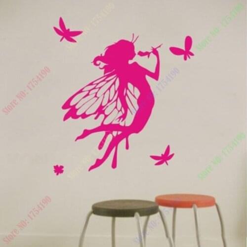 POOMOO Wall Decals,New Nursery Fairy Wall Sticker Personalized Girl Decal Removable Decoration Decor 77X57CM