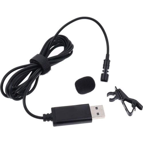 Portable USB Mini Microphone 2m Lapel Lavalier Mic Clip-on External Buttonhole Microphones for Laptop PC Computer Recording Chat