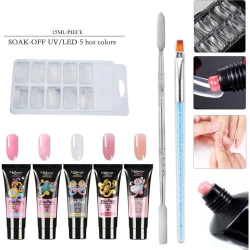 Profession Poly Nails Gel nail art acrylic gel 15ml Crystal Extend UV Nail Gel Builder Led UV Gel Lacquer 8pcs Nail kit