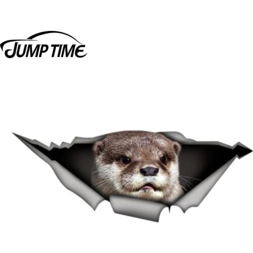 Jump Time 13cm x 4.8cm otter car decal 3D Pet Graphic Vinyl Decal Car Window Laptop Bumper Animal Car Stickers