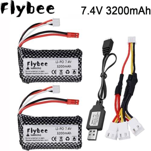 JST plug) 18650 7.4V 3200mAh Lipo Battery For Wltoys A959 MJX F45 Huanqi 957 948 RC Helicopter Battery Parts With Charger Set
