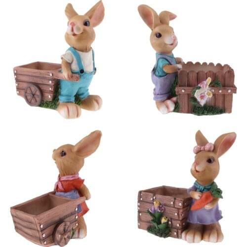 Realistic Bunny Rabbit Statue Spring Hare Garden Sculpture Lifelike Animals