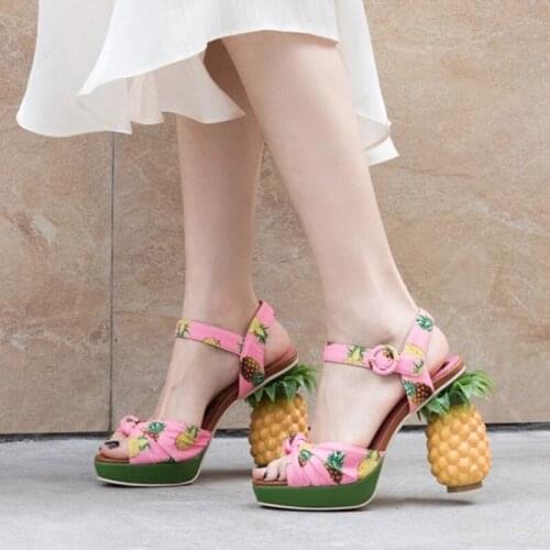 Print Platform Sandals Women High Heels Strange Heel Summer Shoes For Women Comfortable Ladies Sandals Elegant Shoes