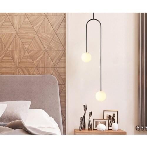 Nordic Postmodern Restaurant 2 Glass Chandelier Hotel Room Bedlamp Bar Chandelier Nordic Designer Lamps Pendant Lights