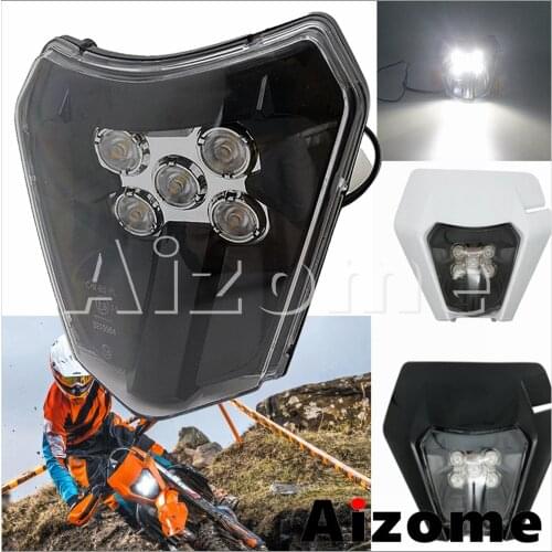Motorcycle LED Headlight Headlamp Custom Naked Motocross Dirt Bikes Enduro Headlight Fairing For XC-W EXC EXC-F 690 SMC R FC FE