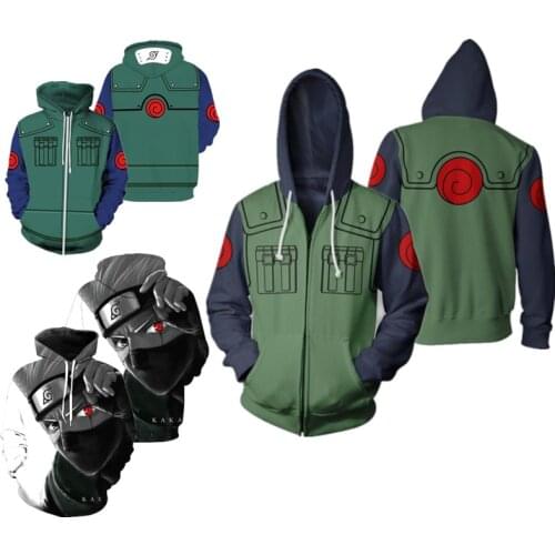 Kakashi Cosplay Zipper Hoodie Sweatshirt Jacket Pullover Coat Spring Autumn Winter Fashion Streetwear Loose Hip Hop Costumes