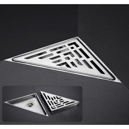 Triangle Floor Drain 304 Stainless Steel Kitchen WC Balcony Bathroom Bath Shower Wall Corner Floor Drainer Anti-Odor Drainage