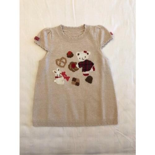 Spring autumn new products Off-white cute little bear embroidered knitted sweater Sweet girls sleeveless knitted vest